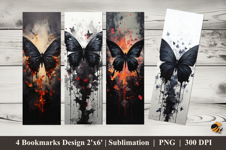 Magic Butterflies Bookmarks Sublimation Design example image 1