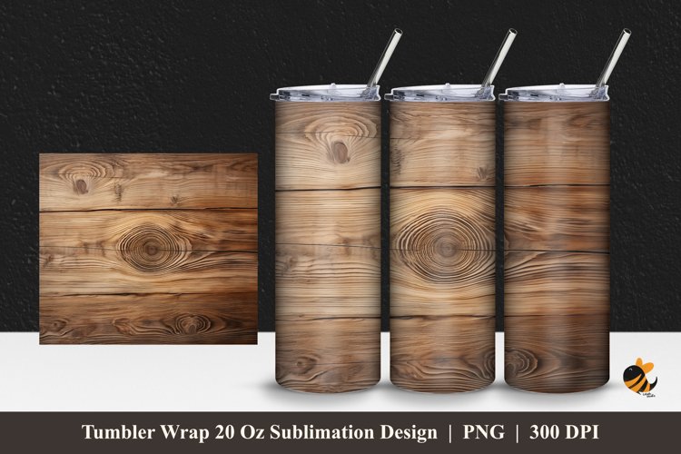 Brown Wood Tumbler Wrap Sublimation Design 1 example image 1