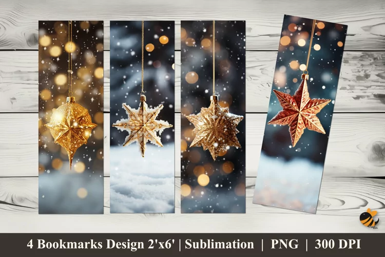 Golden Star Bookmarks Sublimation Design