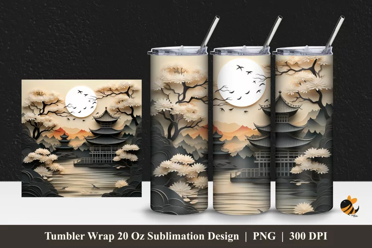 House And Garden Tumbler Wrap Sublimation Design 1