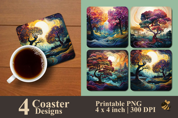 Twisted Tree Coaster Sublimation Design