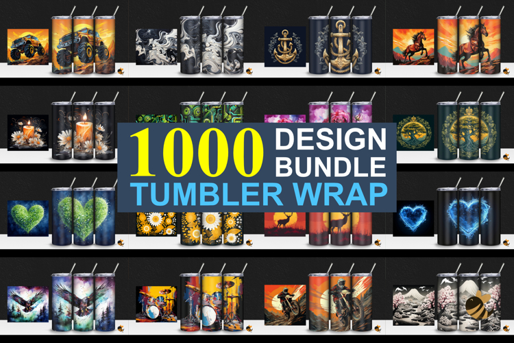 1000 Design Bundle Tumbler Wrap Sublimation Design