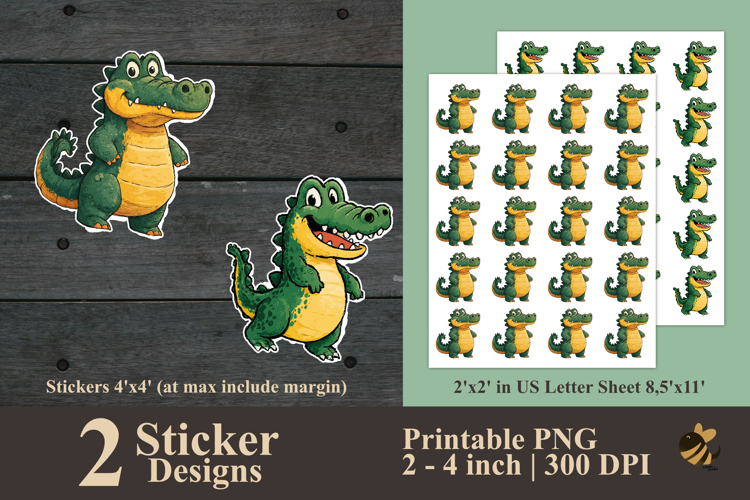 Cute Alligator Sticker Designs PNG