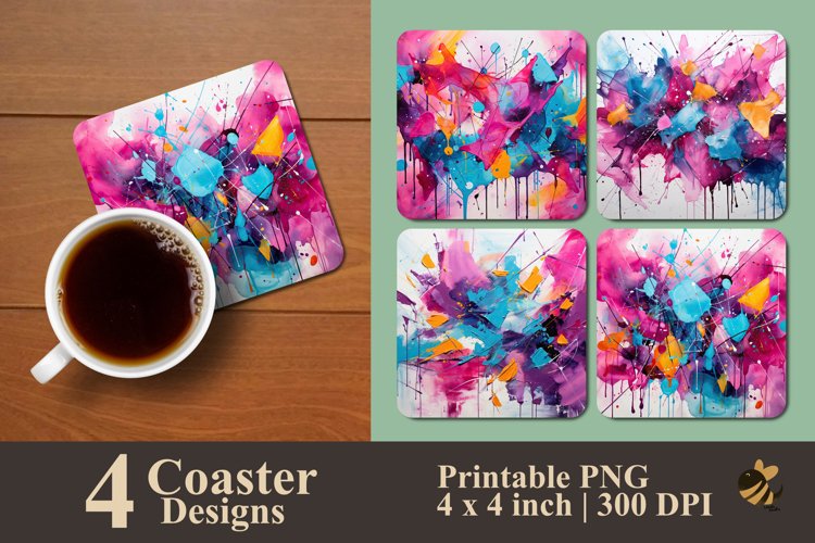 Graffiti Abstract Coaster Sublimation Designs example image 1