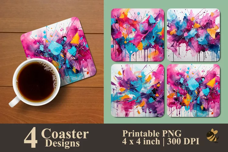 Graffiti Abstract Coaster Sublimation Designs