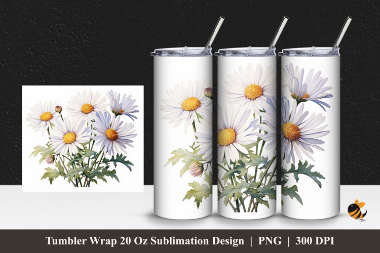 Aster Plant Tumbler Wrap Sublimation Design 1