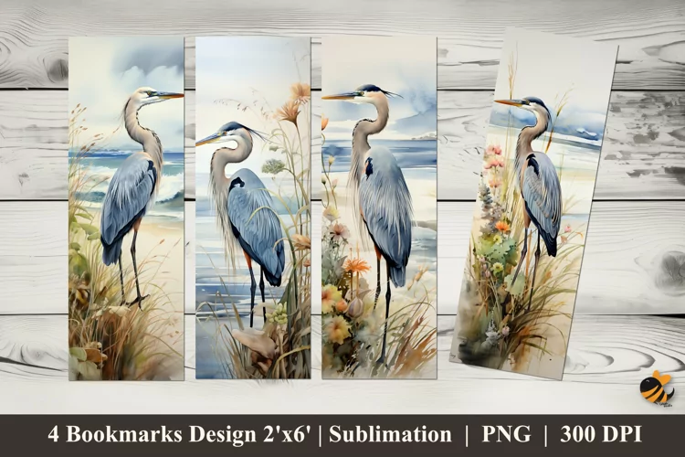 Blue Stork Bookmarks Sublimation Design