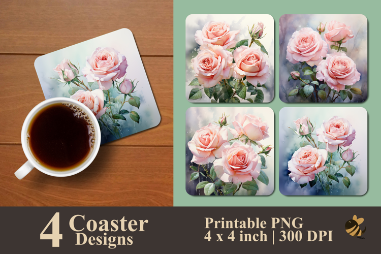 Ethereal Rose Coaster Sublimation Design