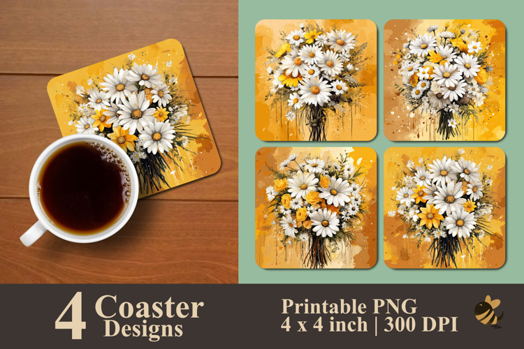 Bouquet Chamomile Coaster Sublimation Design