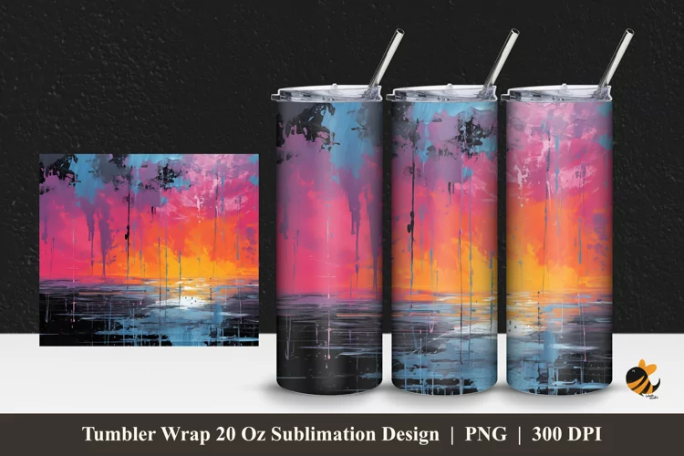 Colorful Abstract Tumbler Wrap Sublimation Design 1