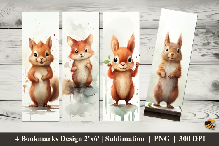 Smiling Squirrel Bookmarks Sublimation Design