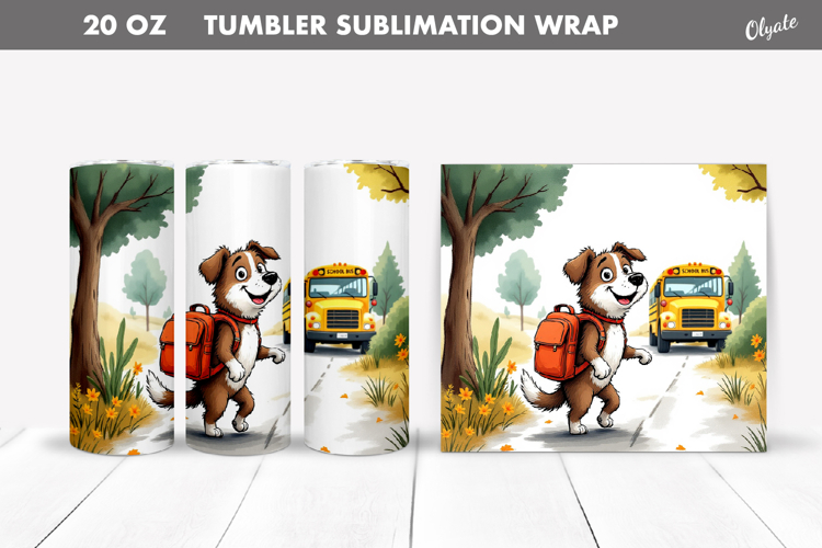 Cheerful Dog go to School. Back to School Tumbler