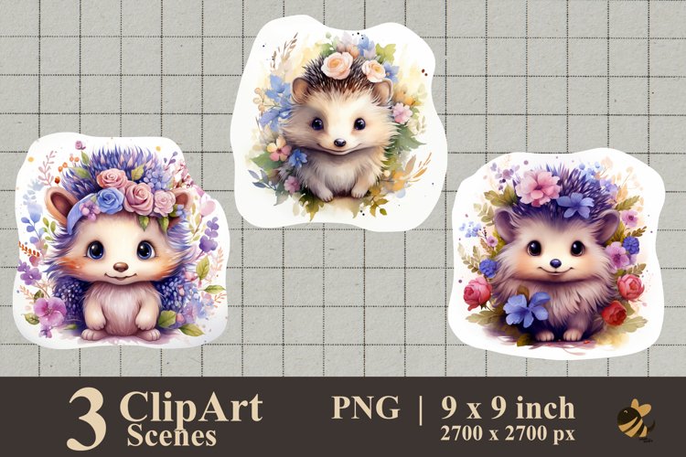 Hedgehog Fantasy Clipart Scene Designs PNG