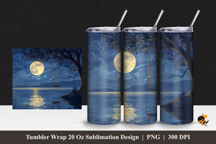 Swing And Lake Tumbler Wrap Sublimation Design 1
