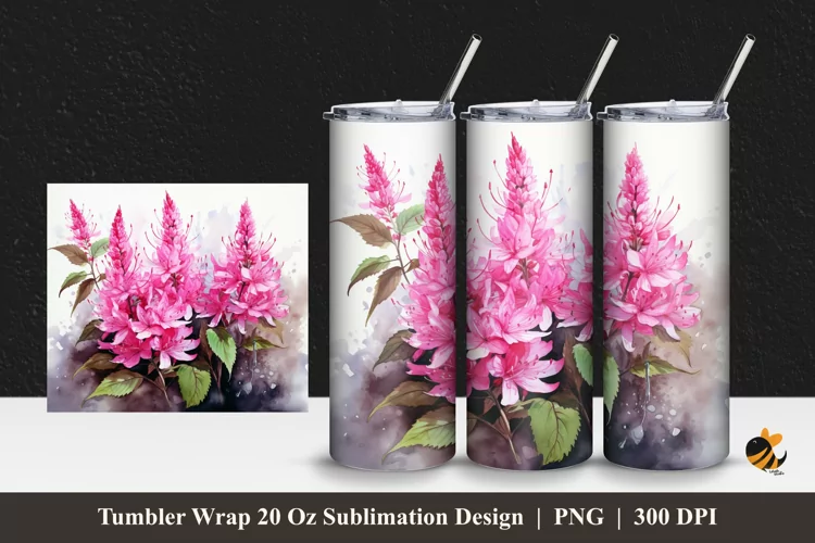 Astilbe Flower Tumbler Wrap Sublimation Design 1