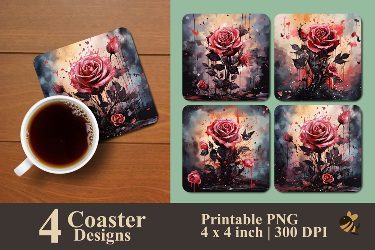 Eros Roses Coaster Sublimation Design