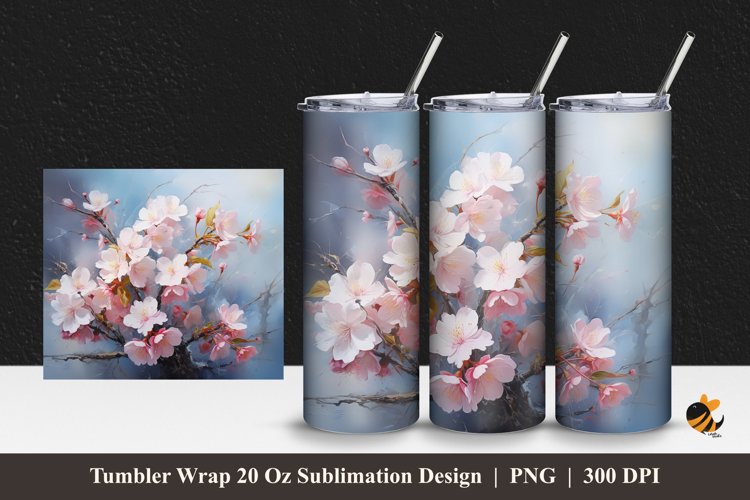 Bloom Flower Tumbler Wrap Sublimation Design 1