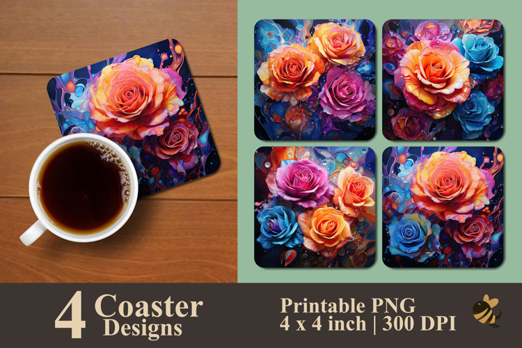Kaleido Rose Flow Coaster Sublimation Design