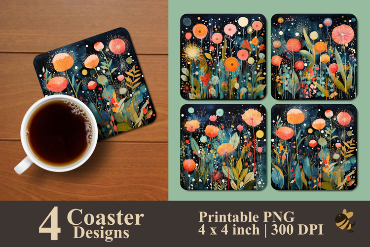 Lush Garden Coaster Sublimation Design