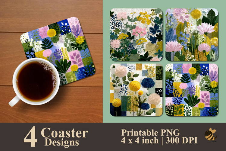 Garden Patchwork Coaster Sublimation Design
