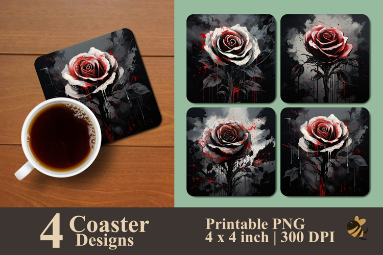 Shadow Rose Coaster Sublimation Design