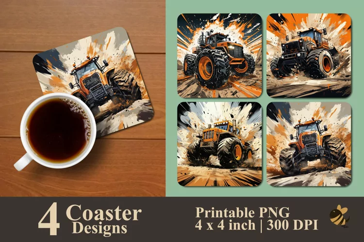 Cool Heavy Vehicle Coaster Sublimation Designs