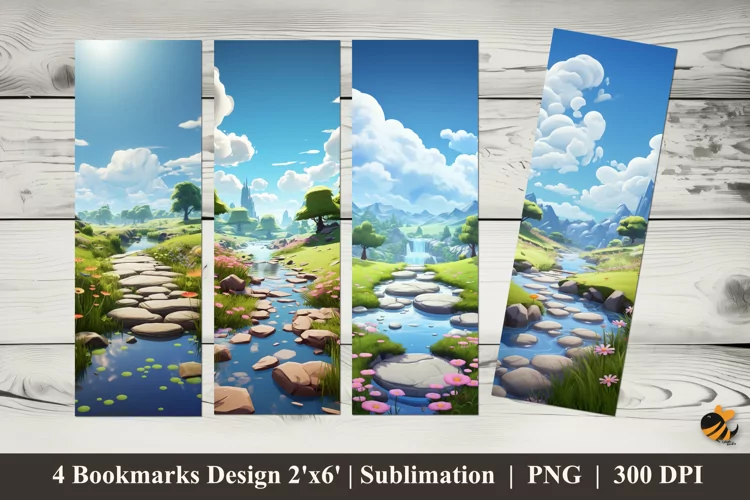 Blue Sky Bookmarks Sublimation Design