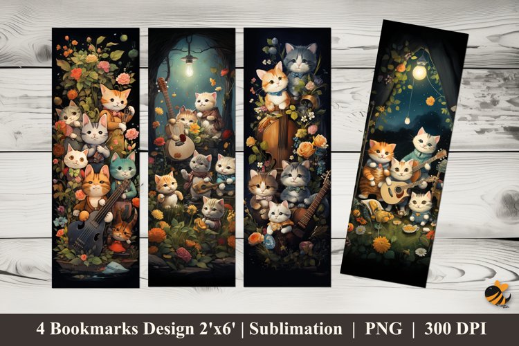 Playful Cat Bookmarks Sublimation Design example image 1