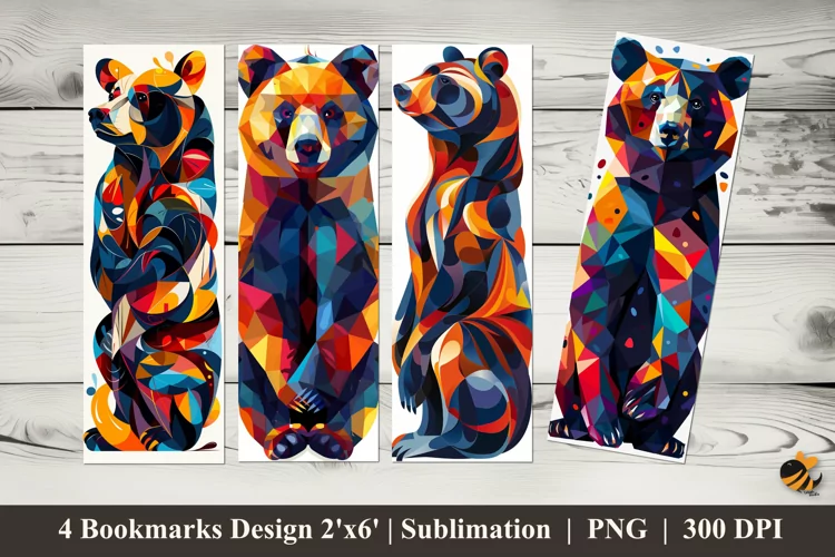 3D Bear Bookmarks Sublimation Design