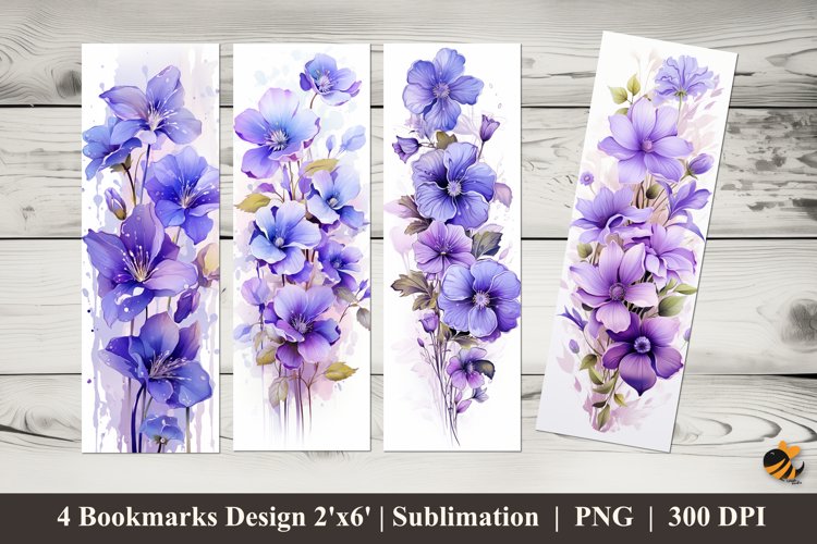 Luxury Violet Bookmarks Sublimation Design example image 1