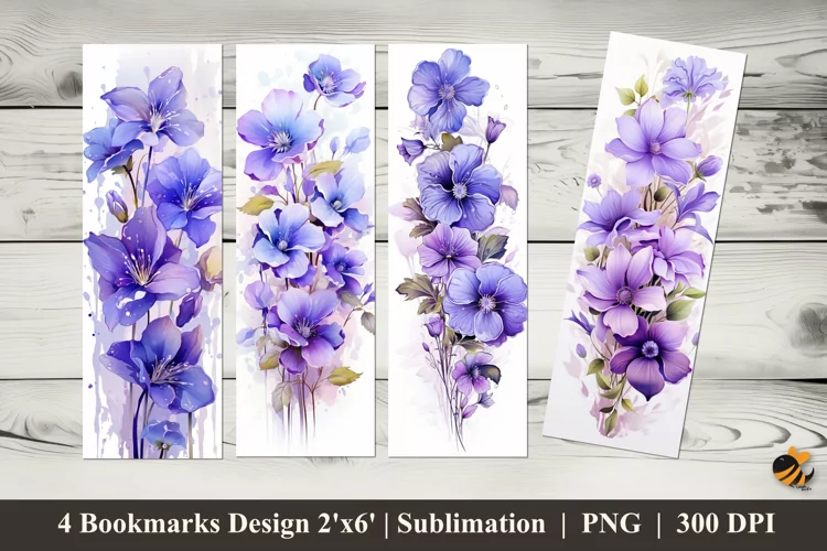 Luxury Violet Bookmarks Sublimation Design