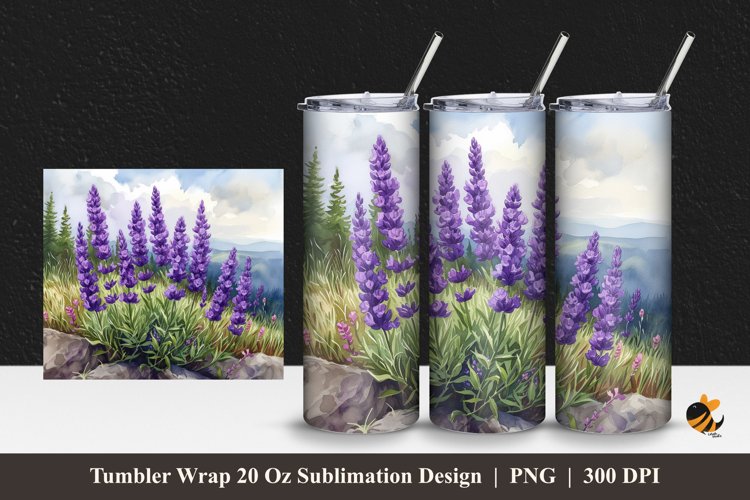 Lavender Flower Tumbler Wrap Sublimation Design 1 example image 1
