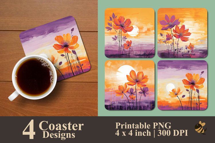 Harmony Flower Coaster Sublimation Designs example image 1