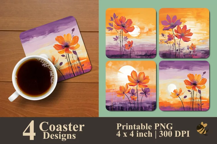 Harmony Flower Coaster Sublimation Designs