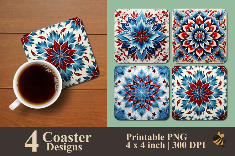 Starburst Elegance Tile Coaster Sublimation Design