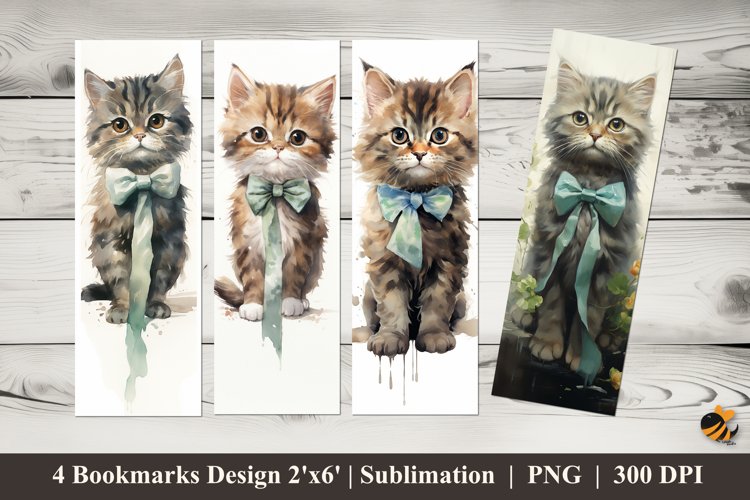 A Pet Cat Bookmarks Sublimation Design example image 1