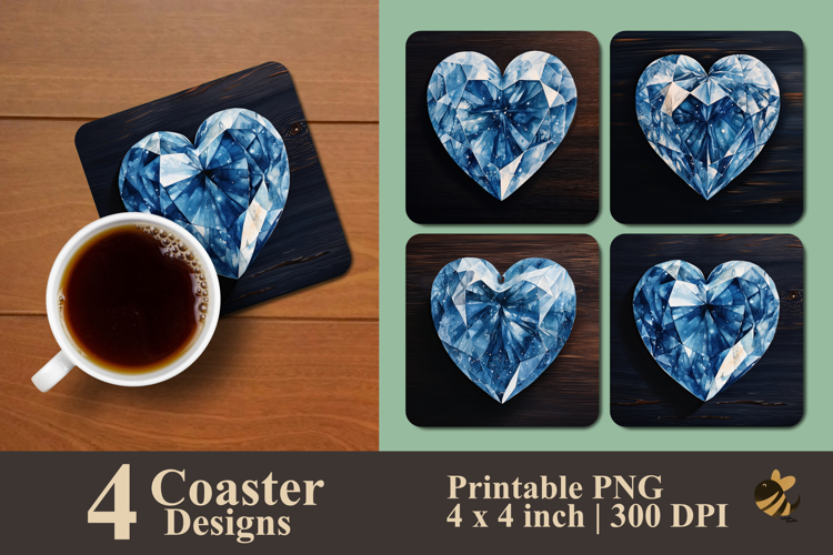 Diamond Love Coaster Sublimation Design