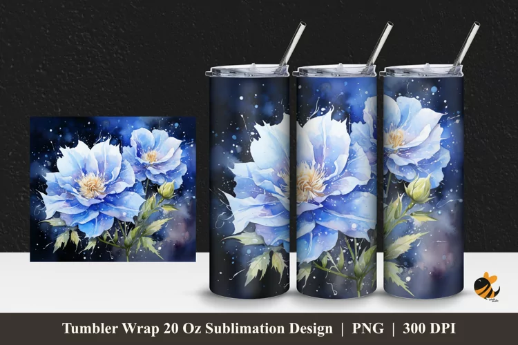 Cornflower Tumbler Wrap Sublimation Design 1