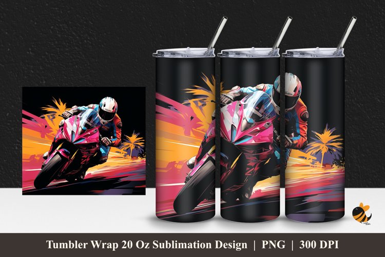 Racing Bike Tumbler Wrap Sublimation Design 1 example image 1