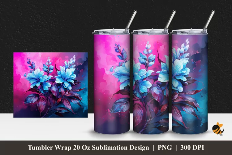 Oregano Flower Tumbler Wrap Sublimation Design 1