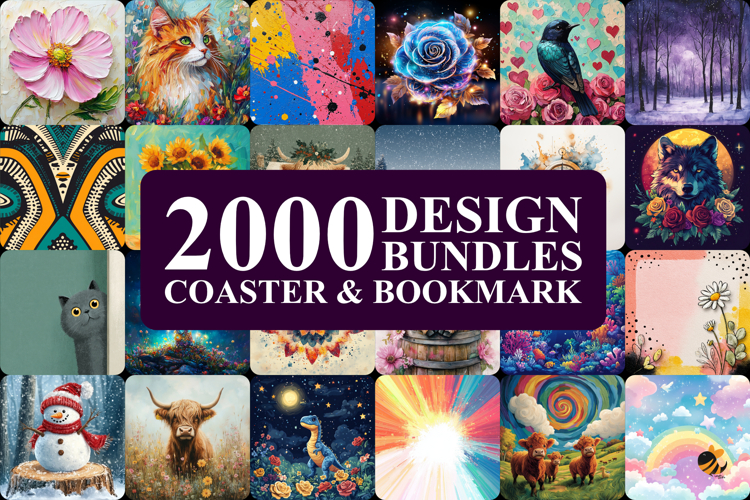 2000 Coaster & Bookmark Designs Bundle example image 1
