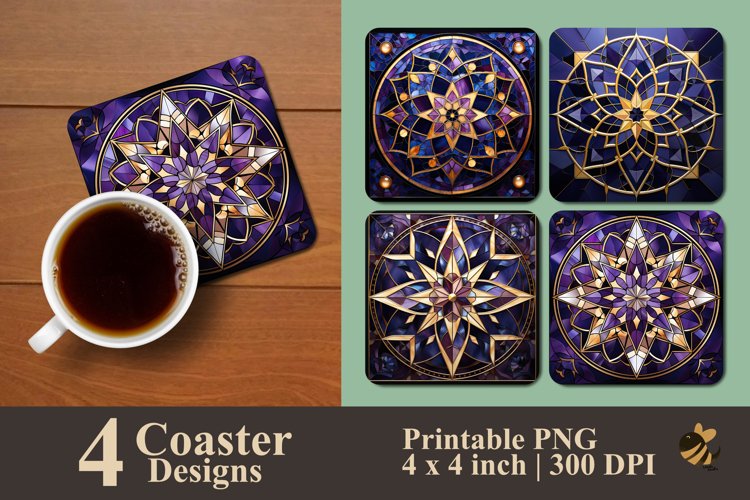 Moroccan Star Coaster Sublimation Designs example image 1
