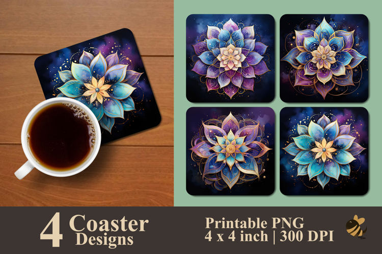 Sacred Bloom Nebula Coaster Sublimation Design