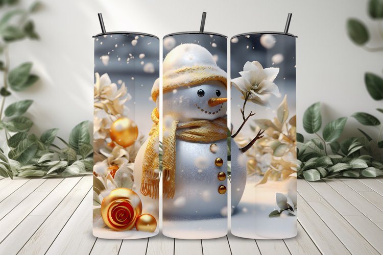 3D Snowman Tumbler Wrap Design