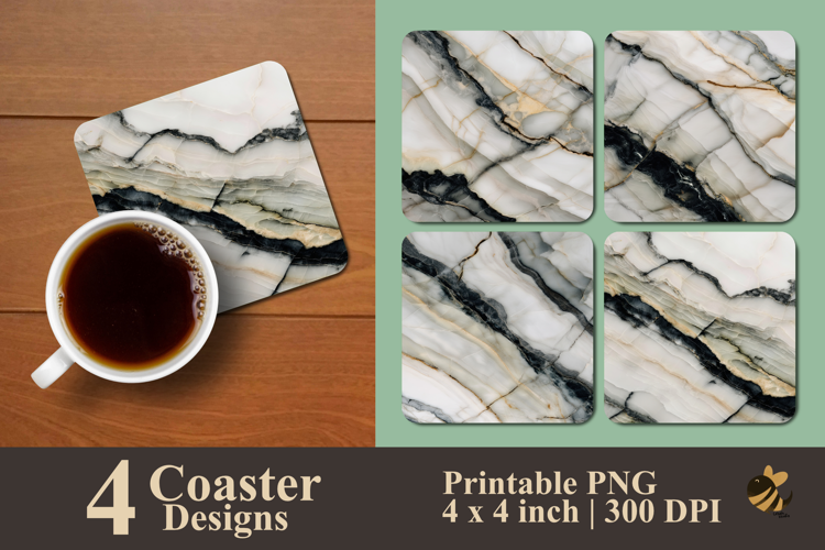 Elegant Marble Coaster Sublimation Design