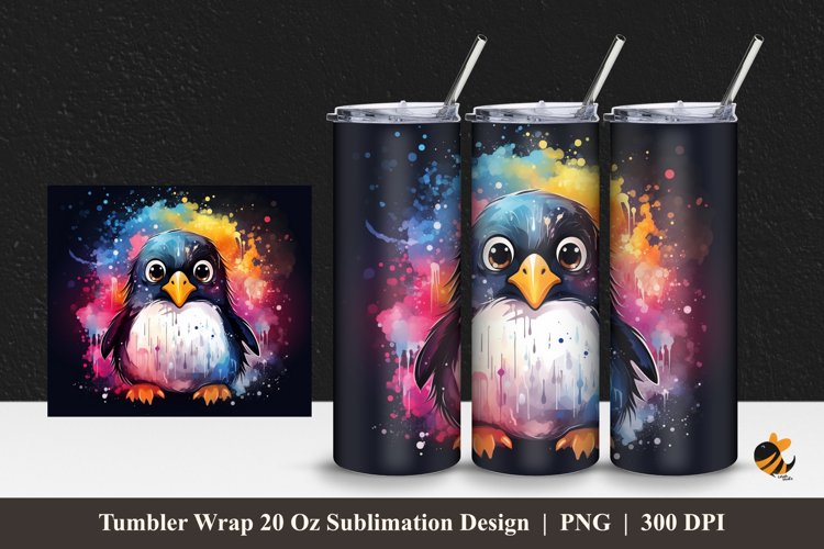 Fantasy Penguin Tumbler Wrap Sublimation Design 1