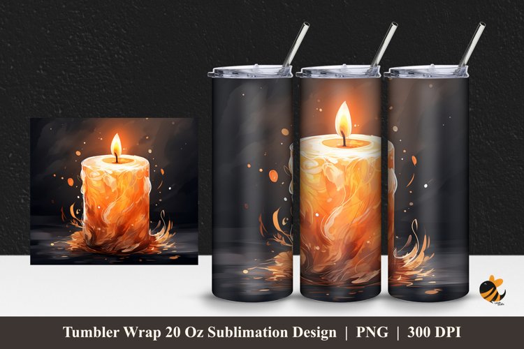 Valentine Candle Tumbler Wrap Sublimation Design 1 example image 1