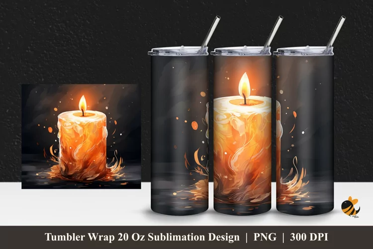 Valentine Candle Tumbler Wrap Sublimation Design 1