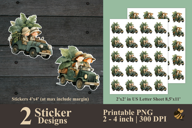 Safari Trip Sticker Designs PNG