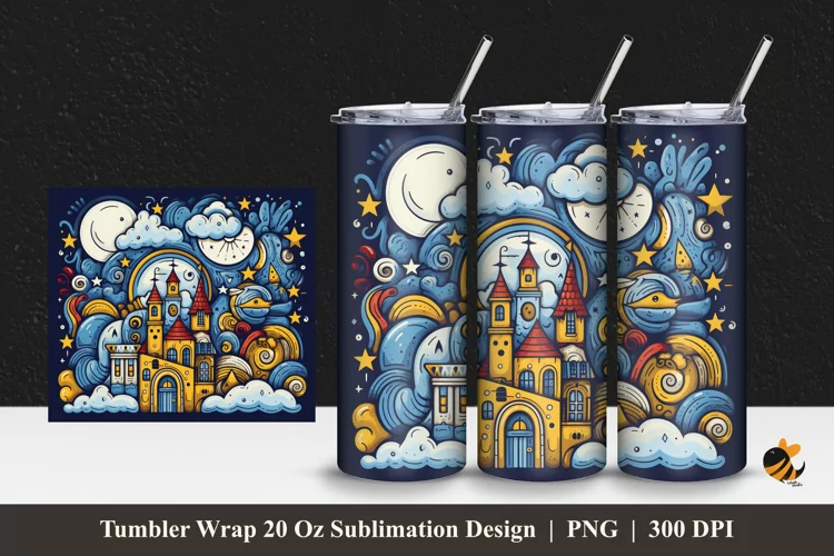 Fairyland Tumbler Wrap Sublimation Design 1
